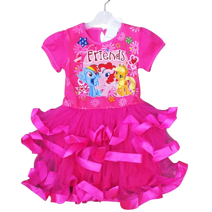 Latest design summer girls tutu dress hot selling cartoon short kids dress