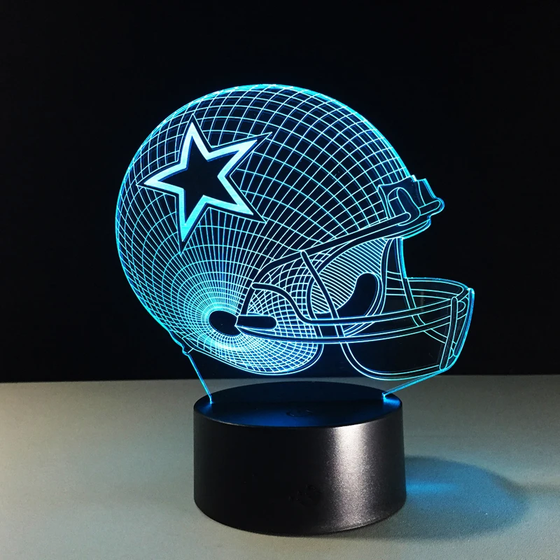
Dallas Cowboys Helmet lamparas 3d led lamp 7 Colors Change acrylic USB LED Table Lamp Kids Gift Creative Night Lamp Home Decor 