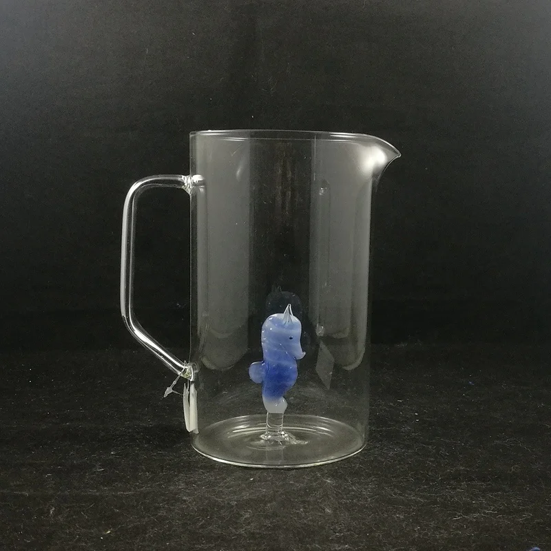 2021 New Released Creative Glass Jar/Giant Boro Glass Jar/2L Glass Jug with Figurine Seahorse Inside for Kitchen Glassware
