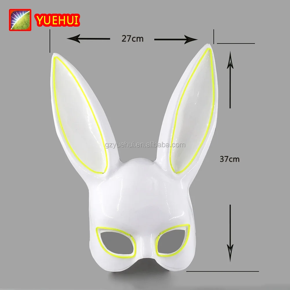 Night Club Accessories Sound Active Led Bunny Rabbit Mask Music Festival Neon Rabbit Masks Make Up Carnaval Props