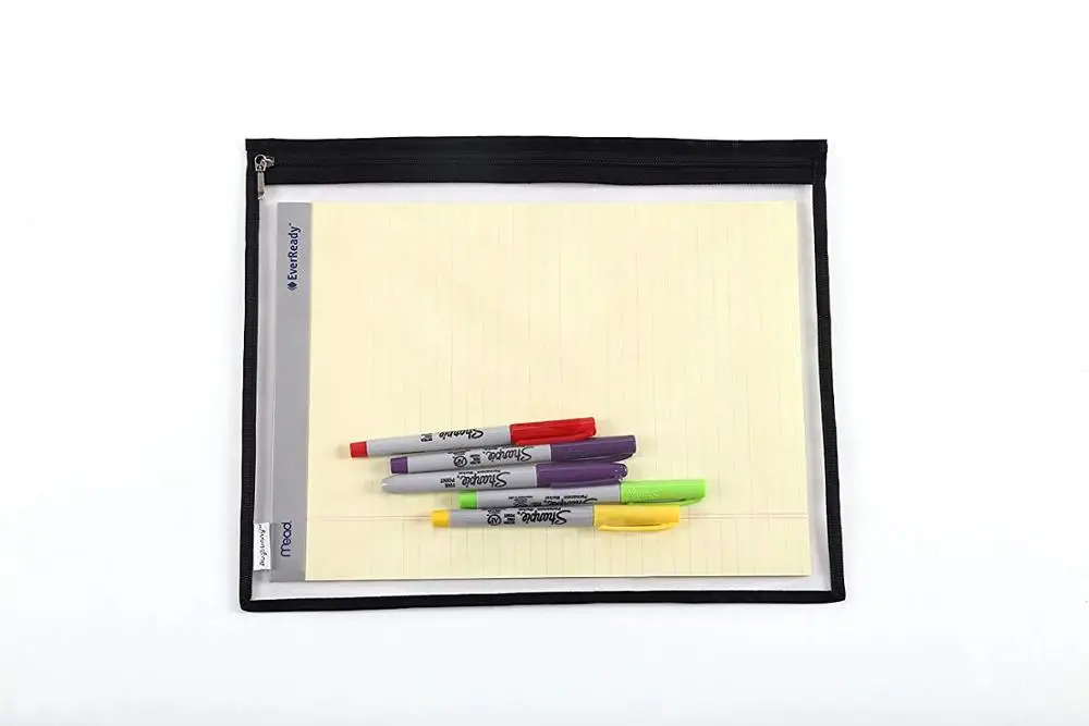 A4 Clear pvc zipper file bag a5 Clear pvc document bag with red zipper B5 pvc envelope bag with card pouch
