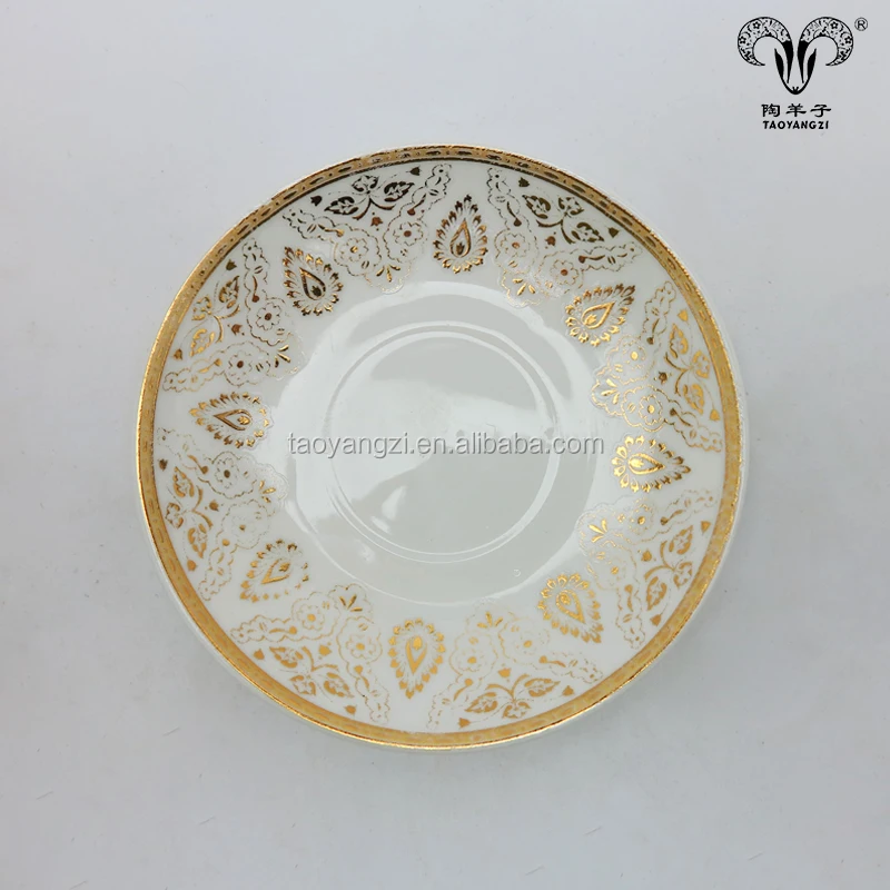 Customized Promotion Ceramic Porcelain Gold Rim Tea Cup Coffee Cup with Saucer