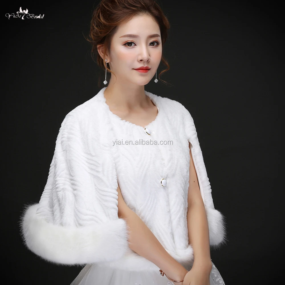 
LZP219 No collar Pinstripe With Button Mink Jacket White Fur Bolero Winter Wedding Coat 