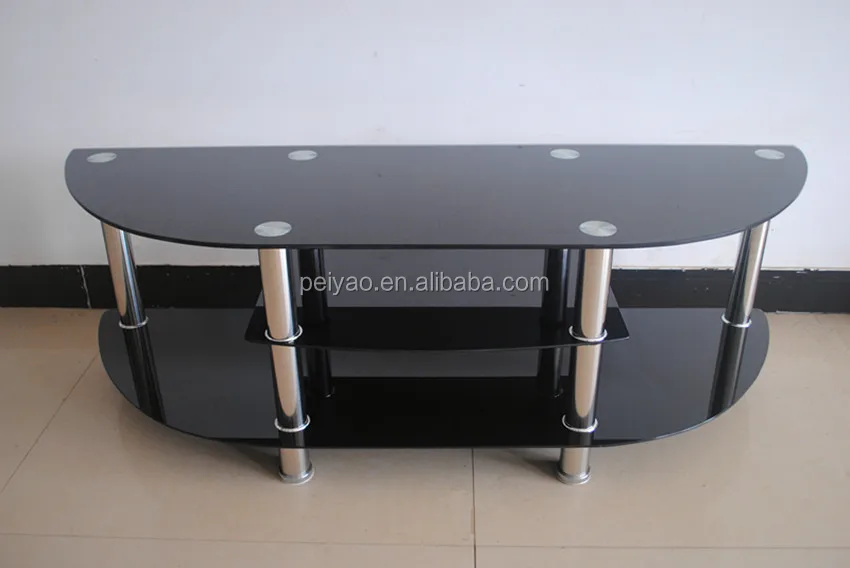 Wholesale commercial tempered glass industrial metal tv stand