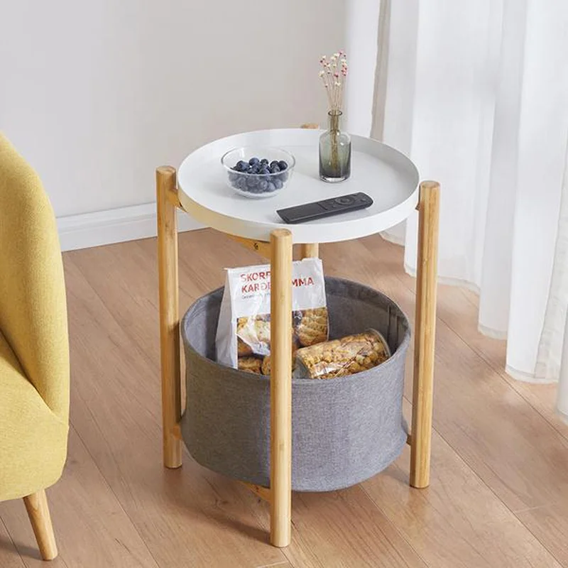 2 уровня журнальный столик поднос бамбуковый с хранения тканевая коробка