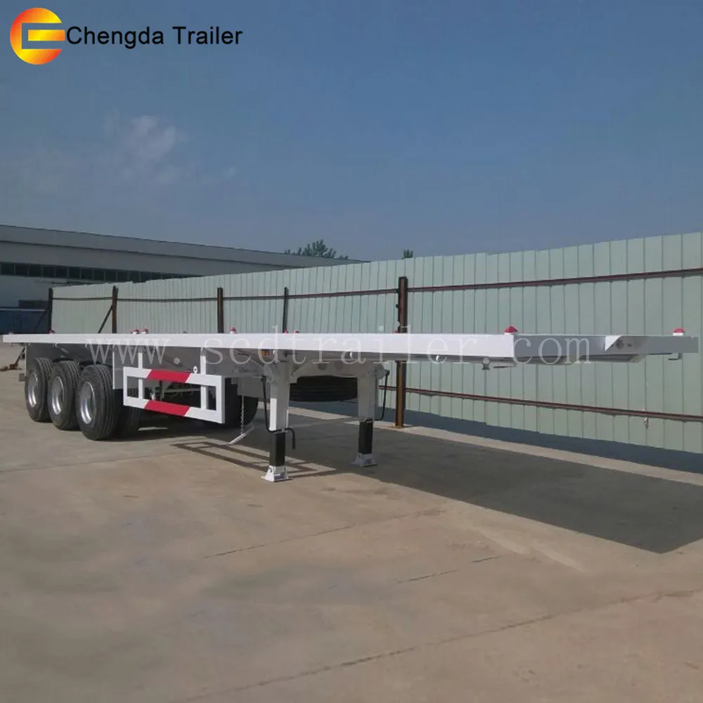 3 axle flat track container 40 feet flatbed truck trailer made in China