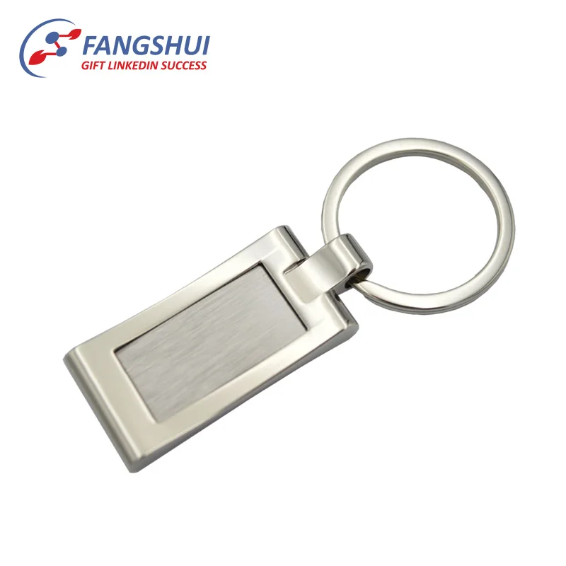 baratos al por mayor brand name keychain blank supermarket oblong shape zinc alloy custom metal key ring