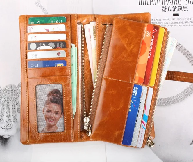 Fashion Genuine Leather Wallet Women Wallets Real Cow Leather Wallet Long Design Clutch Female Purse