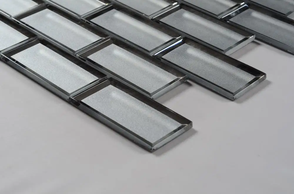 small 3x6 mirror Clear grey wavy kitchen tiles wall sticker glass mosaic tile bathroom subway tile shower backsplash