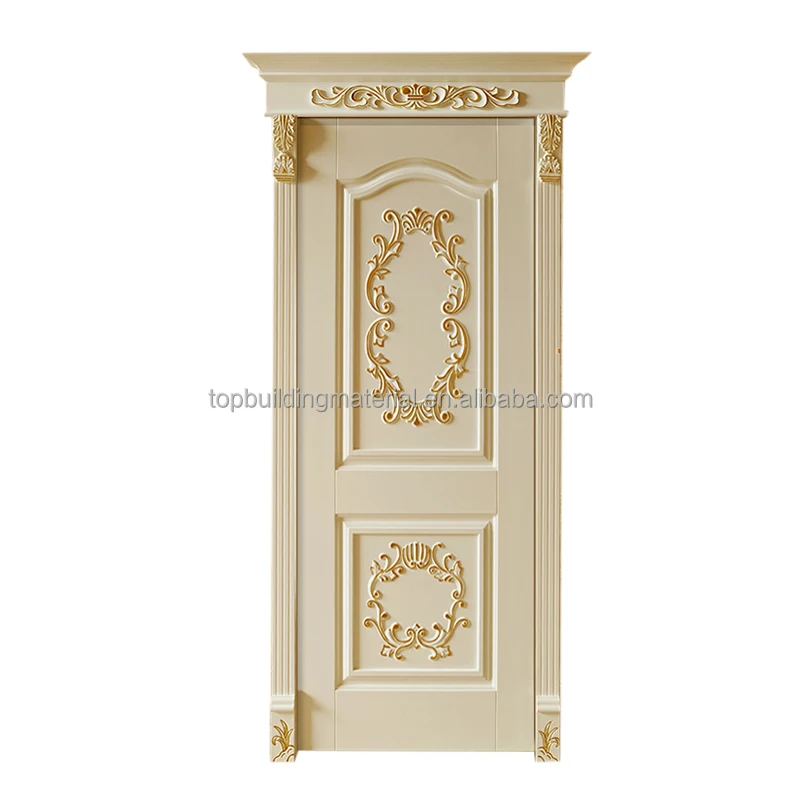 
Golden decorative european solid wood front doors 