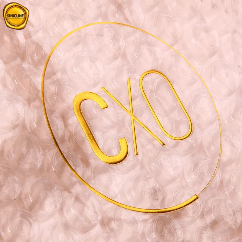 
Sinicline custom 0.2mm clear PVC bubble coated makeup package with gold foil logo design 