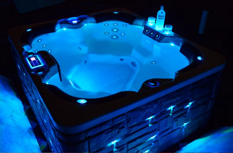 4 person spa with strong massage power good price and LED fountains