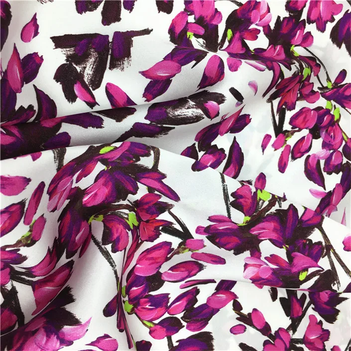 
Factory direct digital printing 30mm heavy stretch crepe de chine silk chiffon fabric for dress 