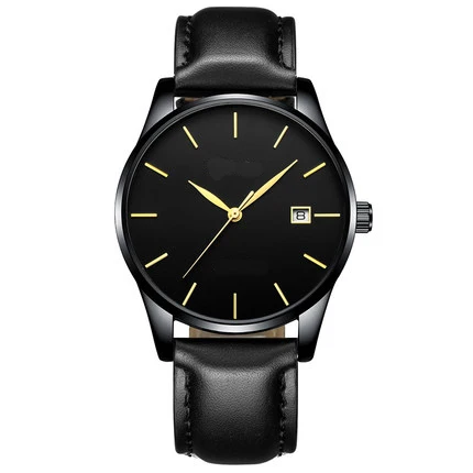 Top quality men leather sapphire crystal swiss quartz movement watches