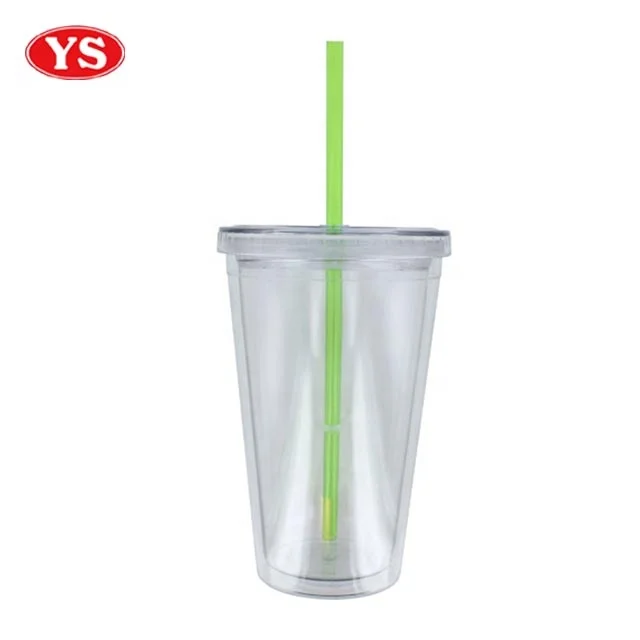 Customized Transparent Plastic 12 oz. Double Wall Sip Tumbler with Lid and Straw