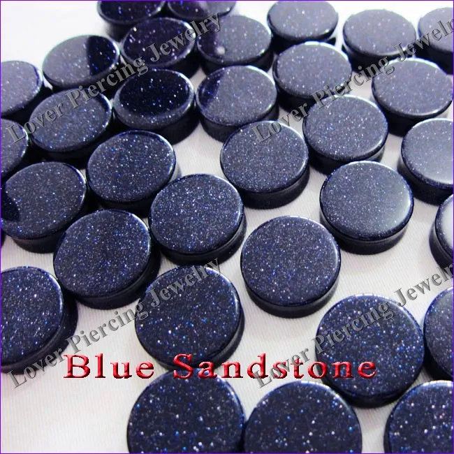[SE-S468] Double Flared Flat Saddle Plugs Body Piercing Jewelry Natural Blue Sandstone Stone Ear High Quality Wholesale