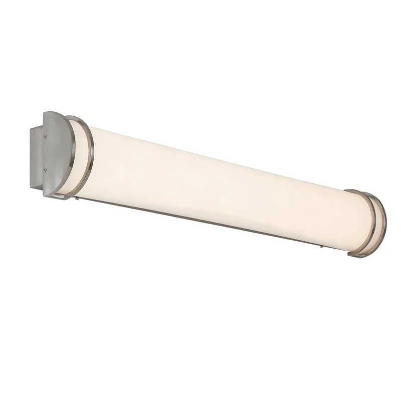 Линейное настенное освещение с утопленным креплением из матового никеля, Современный матовый светодиодный светильник в виде трубки, бра для ванной комнаты и туалетного столика, 36 дюймов