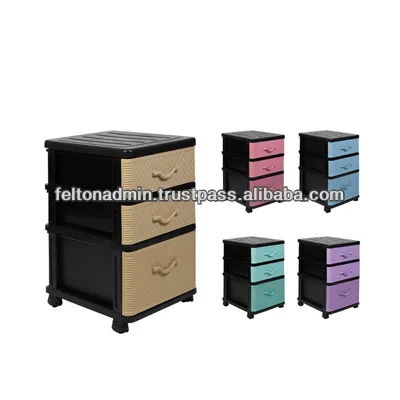 Multipurpose Space Saving Large Capacity Home Organization Colorful Plastic 3 Tiers Trendy Drawer Storage Cabinet Organizer