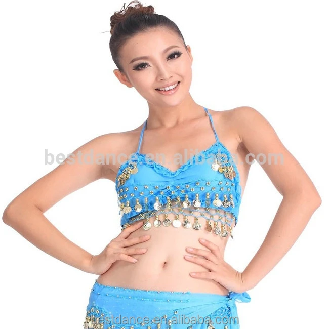 BestDance women belly dance chiffon bra tops indian belly dancing sexy coins bra tops