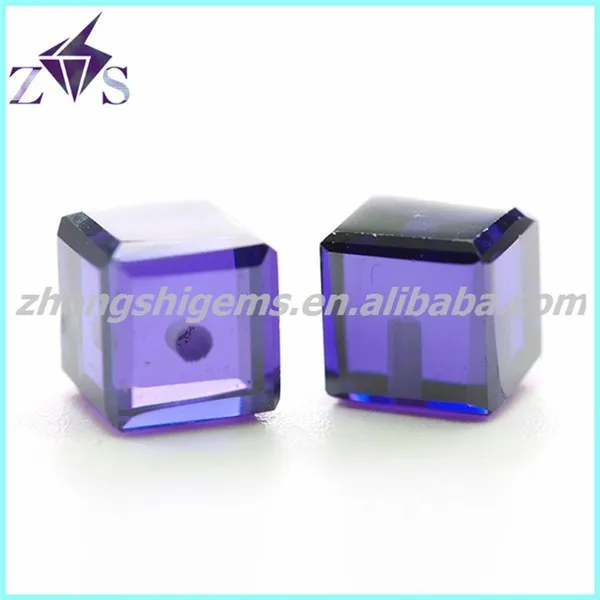 Violet Cubic Zirconia Cube for Bracelet with Hole