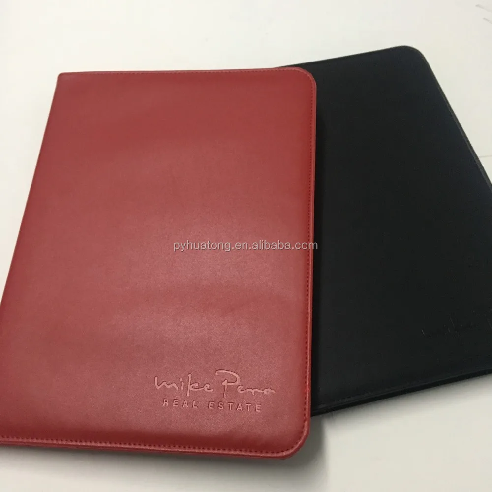 a4 pu leather portfolio with zipper closure