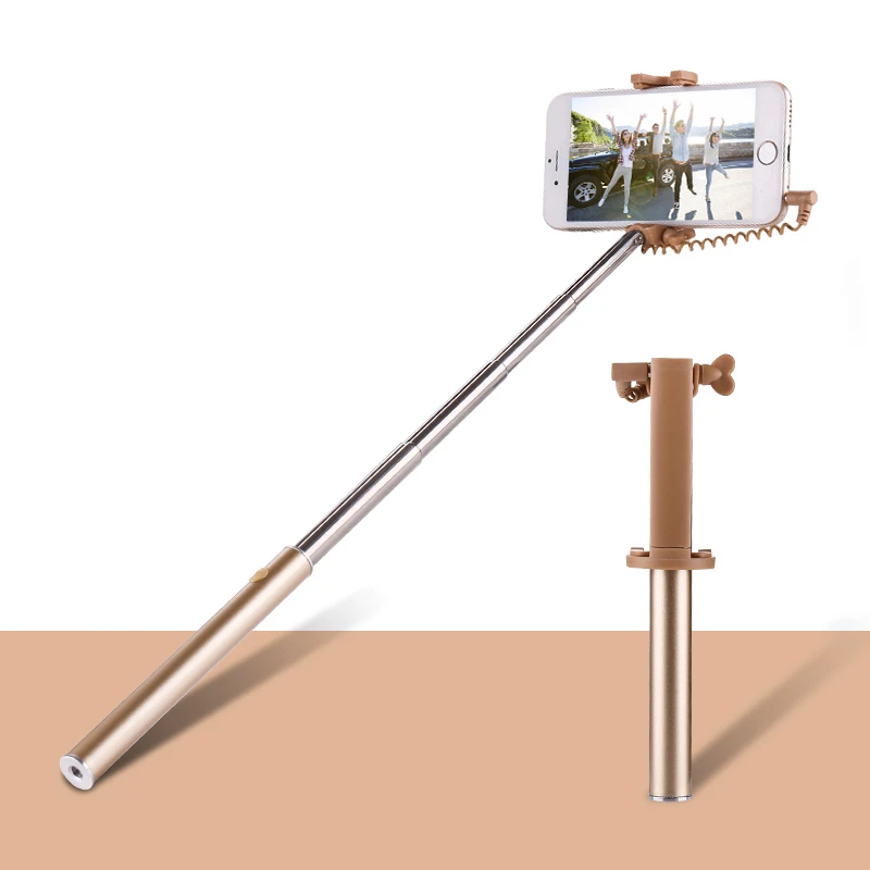
Travel Outdoor Adjustable Flexible Metal Candy Wired Selfie Stick Monopod for Mobile Phone 