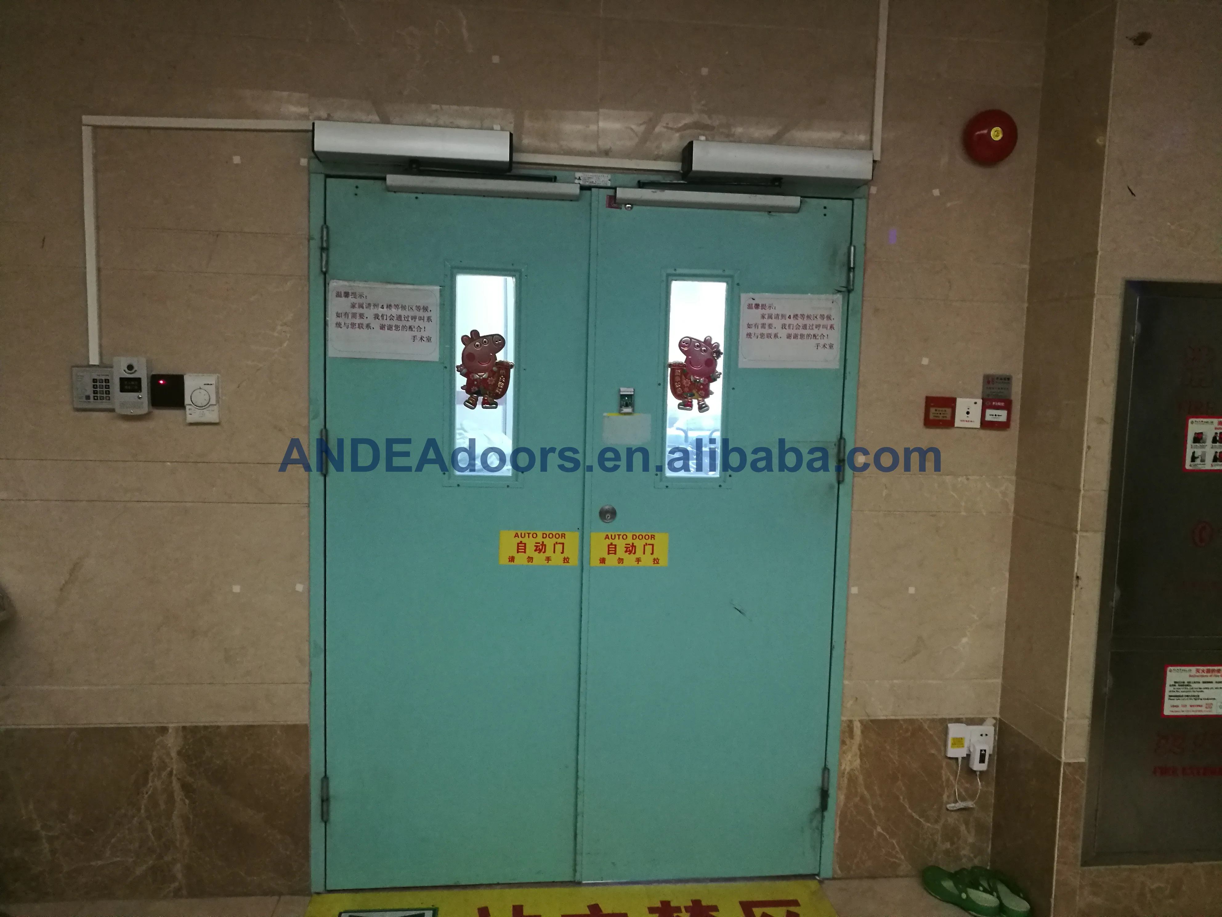 manual open double swing door as operating theatre doors,ICU sliding door