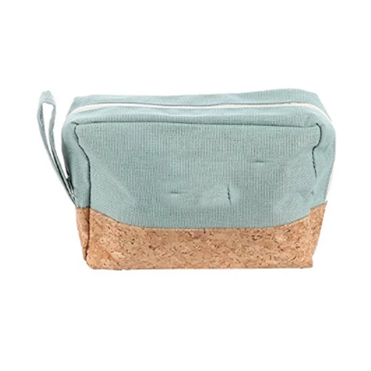 Trend eco-friendly canvas cork pouch bags glitter cork cosmetic bags