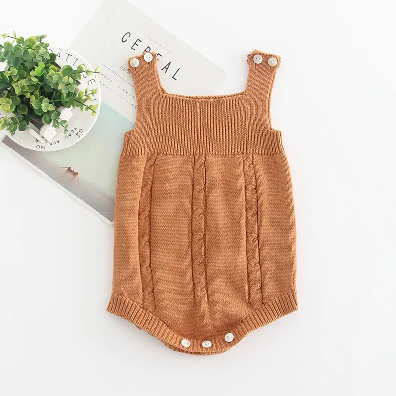 
2020 High Quality Baby Boy Knit Romper Girls Cute Crochet Rompers Toddler Brand Spring Suspender Infant Lovely Knitting Romper 