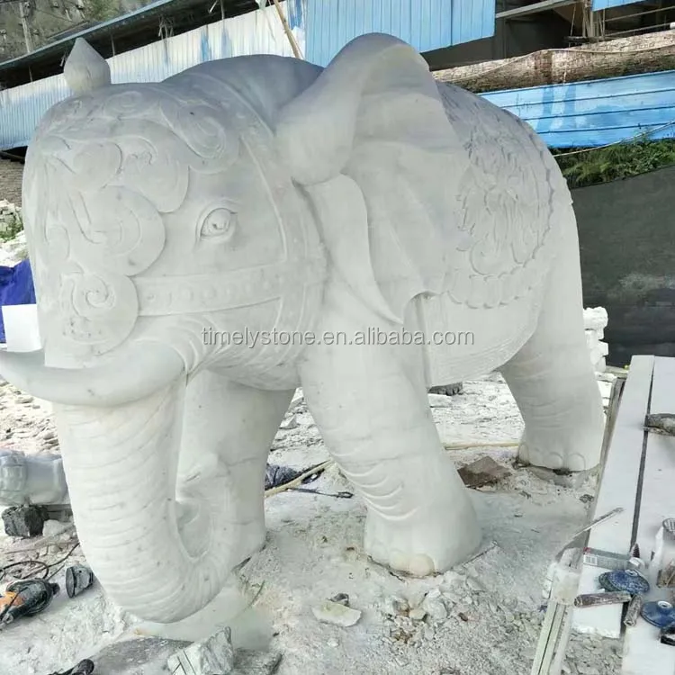 
Carved Figurines Stone Garden Outdoor Marble Elephant Statue 