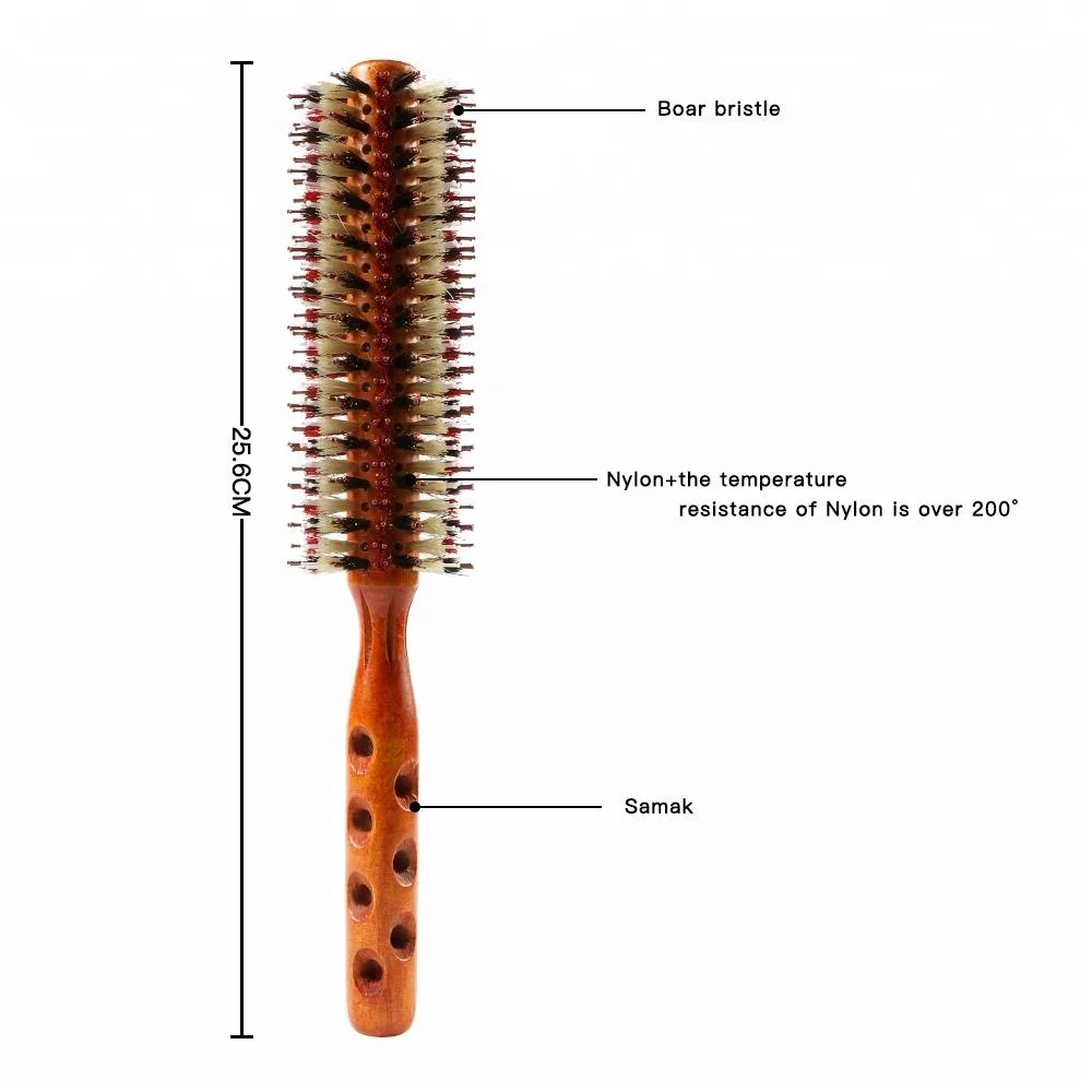 Heat Resistant Nylon Comb Wooden Hair Brush Wood Beard Brush 10 Days Boar Bristle Logo Engraving Custom Logo Bamboo Customized