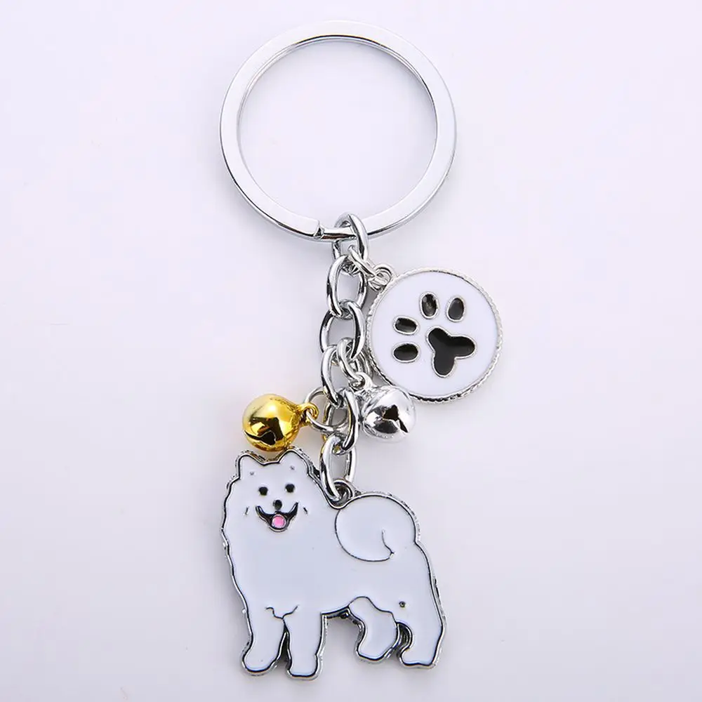 Key Chain Enamel I Love Dog Gold Bells Golden Retriever Samoyed Dog Key Chain Custom