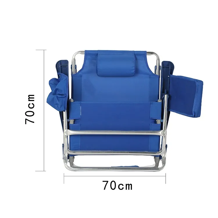 Beach Backpack Aluminium Folding Chaise Camping Picnic Lounge Chair with Cooler Pouch