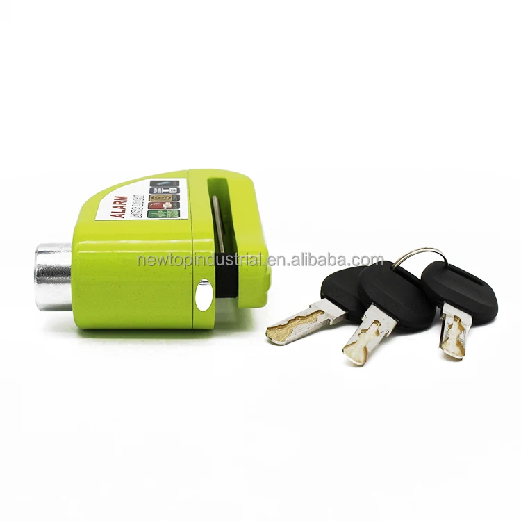 High security green alarm disc lock siren padlock alert lock for motorbike or bicycle