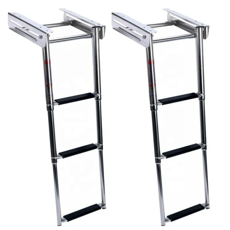 Xiamen Sunshine Marine Factory price yacht accessories 3 step sliding telescopic platform ladder for sailboat ship boat