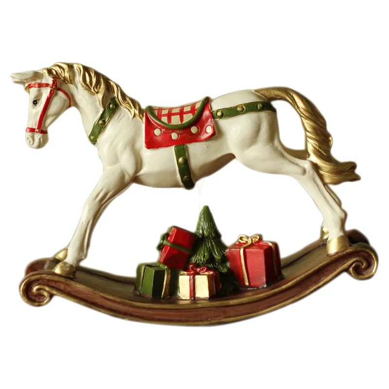 christmas decoration polyresin rocking horse for home decor