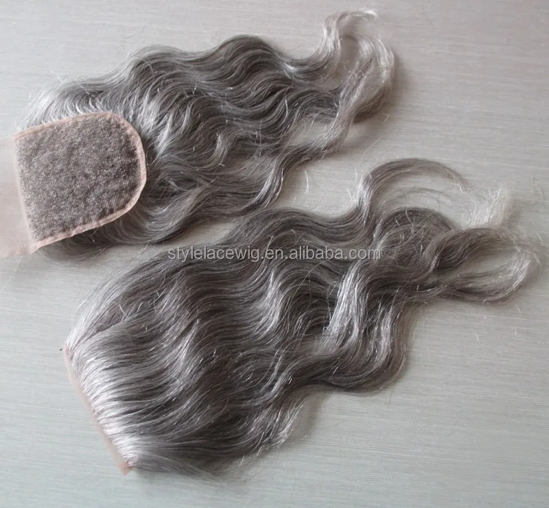 Wholesale peruvian hair weave bundles grey hair closure
