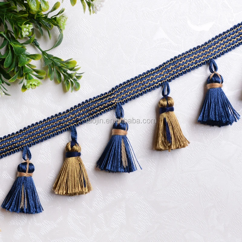 stock goods tassel and beaded fringe for curtain decoration