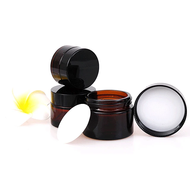 20g/30g/50g Amber Cosmetics packaging glass jar with black lid