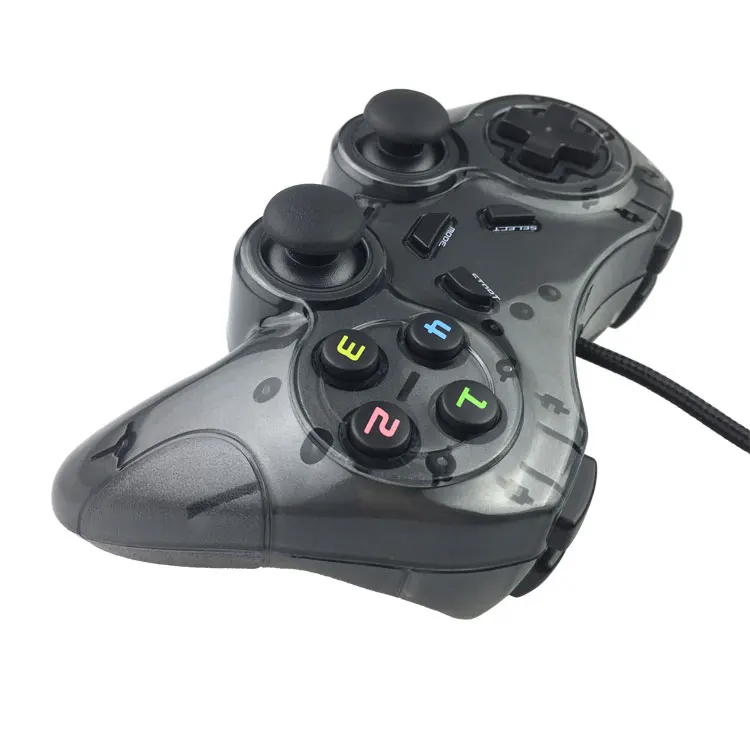 Factory low cost joystick black color gamepad with motors joypad for PC use USB wired controller
