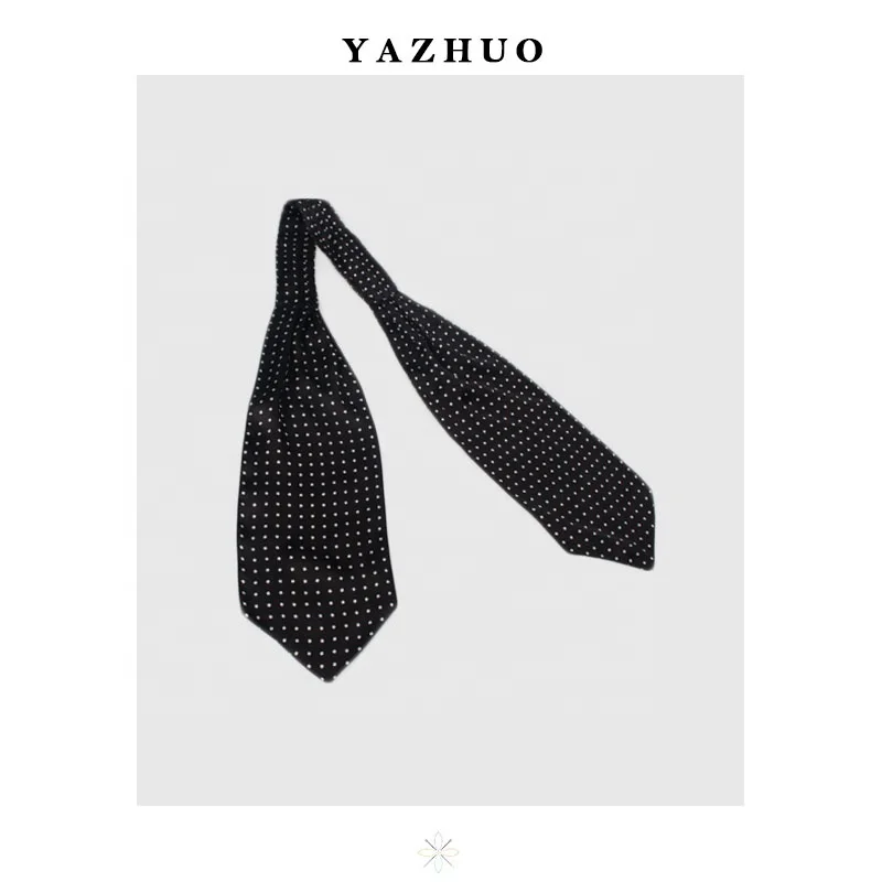 
Hot Sale Polyester Twill Ascot Tie High Quality Black And White Dot Design Cravat 