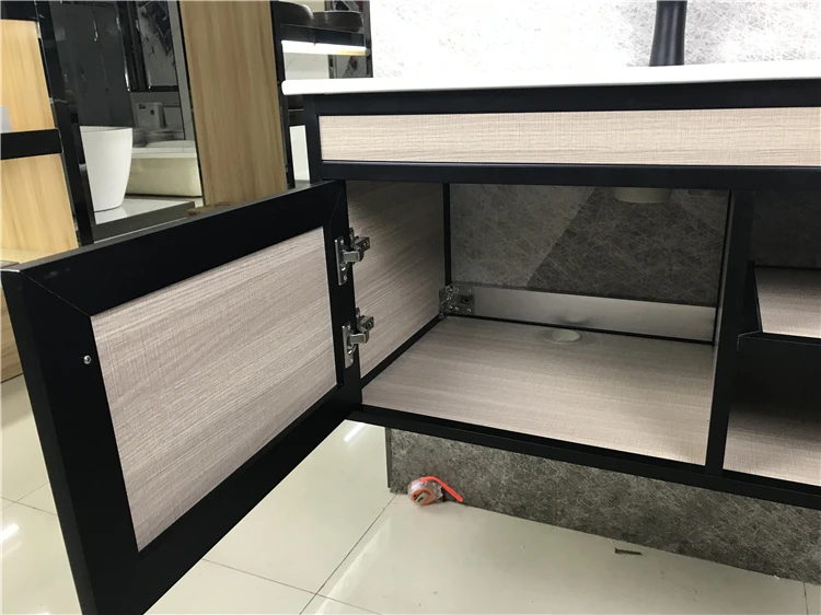 Low price wall mounted aluminum alloy bathroom furniture washroom vanity with mirror cabinet