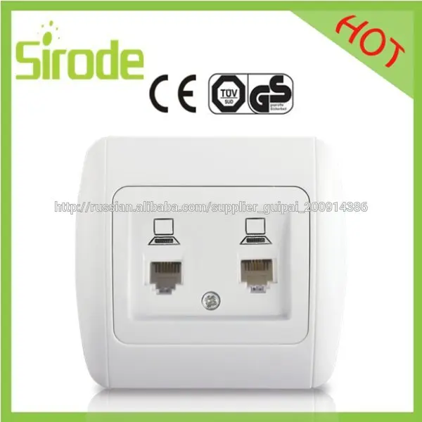 Розетка телефонная RJ11 + компьютерная RJ45