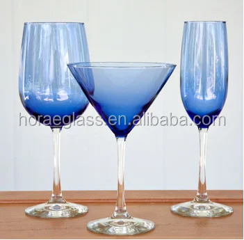 Glassware Wholesale 8oz Blue Tinted Glass Champagne Flutes for Wedding Gifts