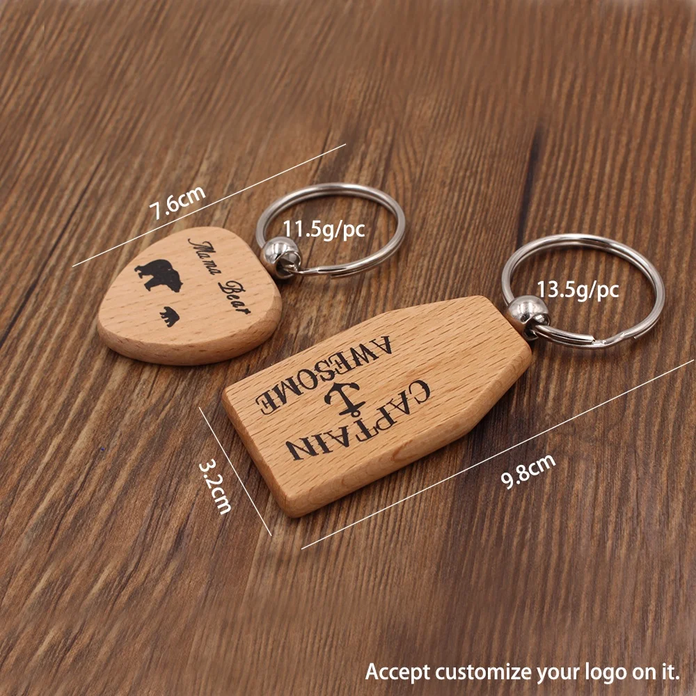 Hot sale customize heart wood key chain for gift