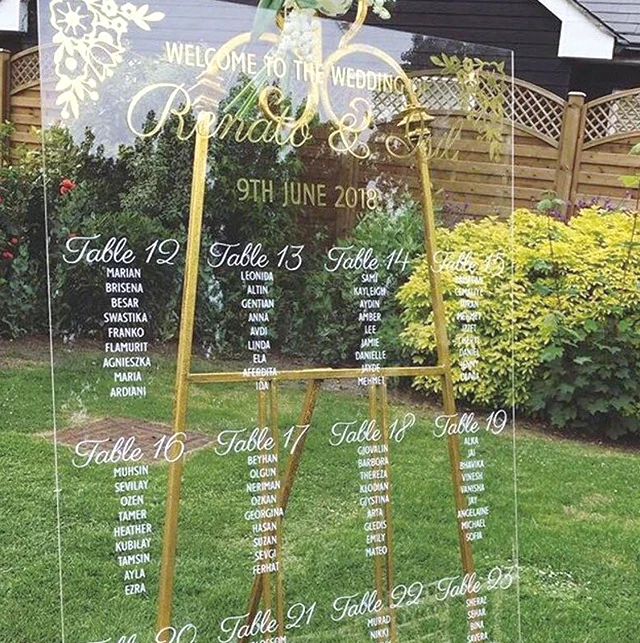 Acrylic Printed Personalised A2 , A1 or A0 acrylic seating chart Table Plan Wedding table plan