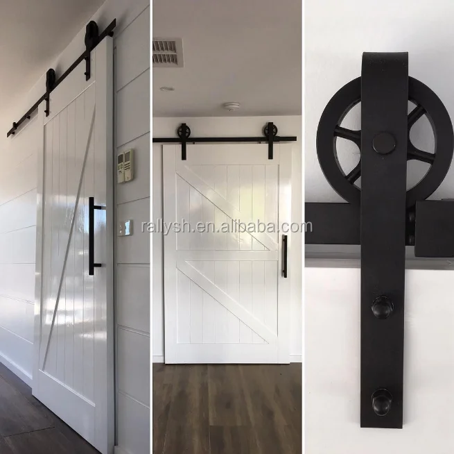 
6ft Vintage Strap Industrial Wheel Sliding Barn Wood Door Hardware Track Kit 