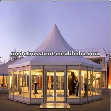 commercial aluminum pagoda tent clear camping hexagonal tent pyramid event glass tent
