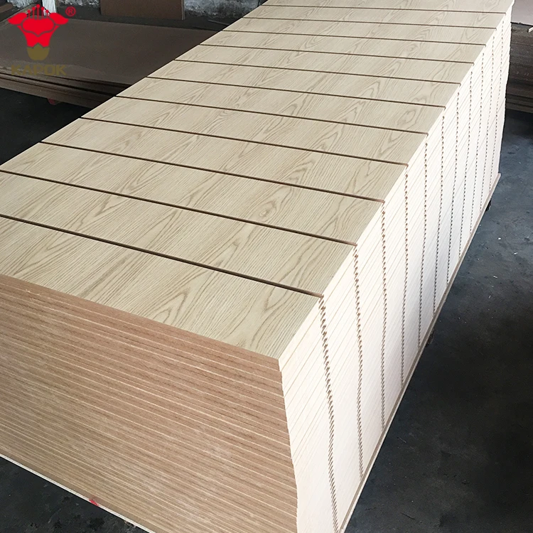 China 1220*2440*15mm melamine mdf slatwall with aluminium strip
