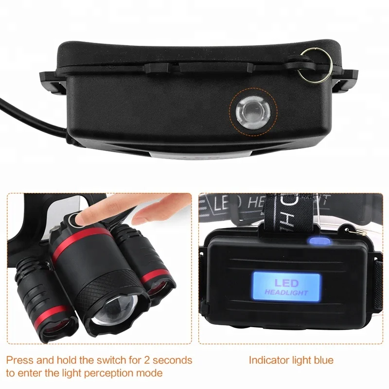 XML T6 XPE USB Перезаряжаемый датчик индукции светодиодный налобный фонарь 18650 головной убор